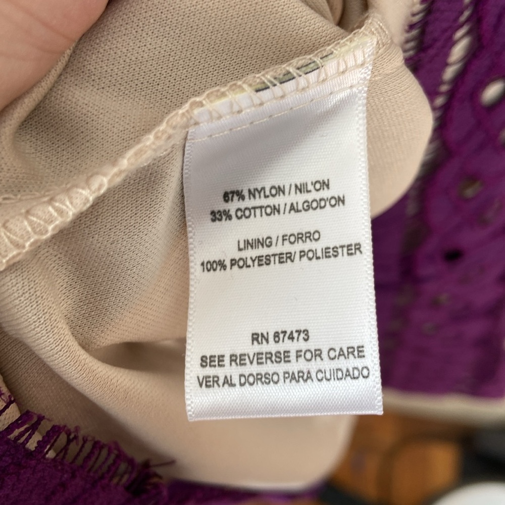 New Gabby Skye Purple Lace Sheath Cocktail Dress 3/4 Sleeve Size 12 Cocktail - Picture 7 of 7
